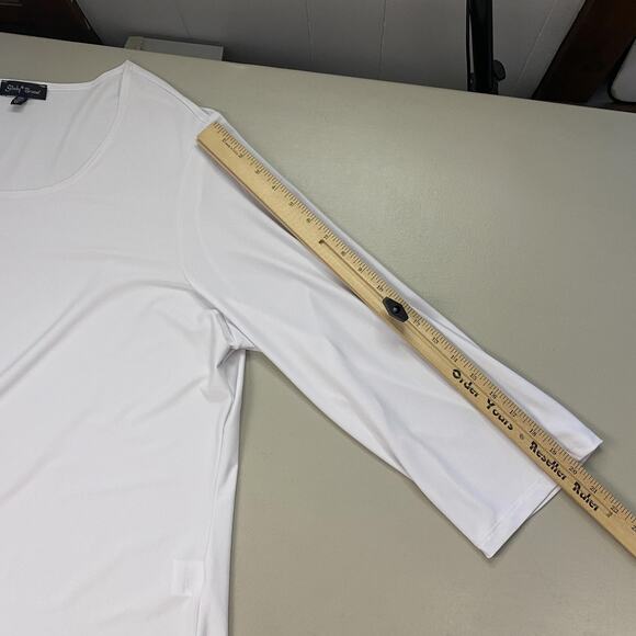 Slinky Brand Tunic Top Womens 3X White Scoop Neck Stretch Travel Knit Flowy - Picture 6 of 12